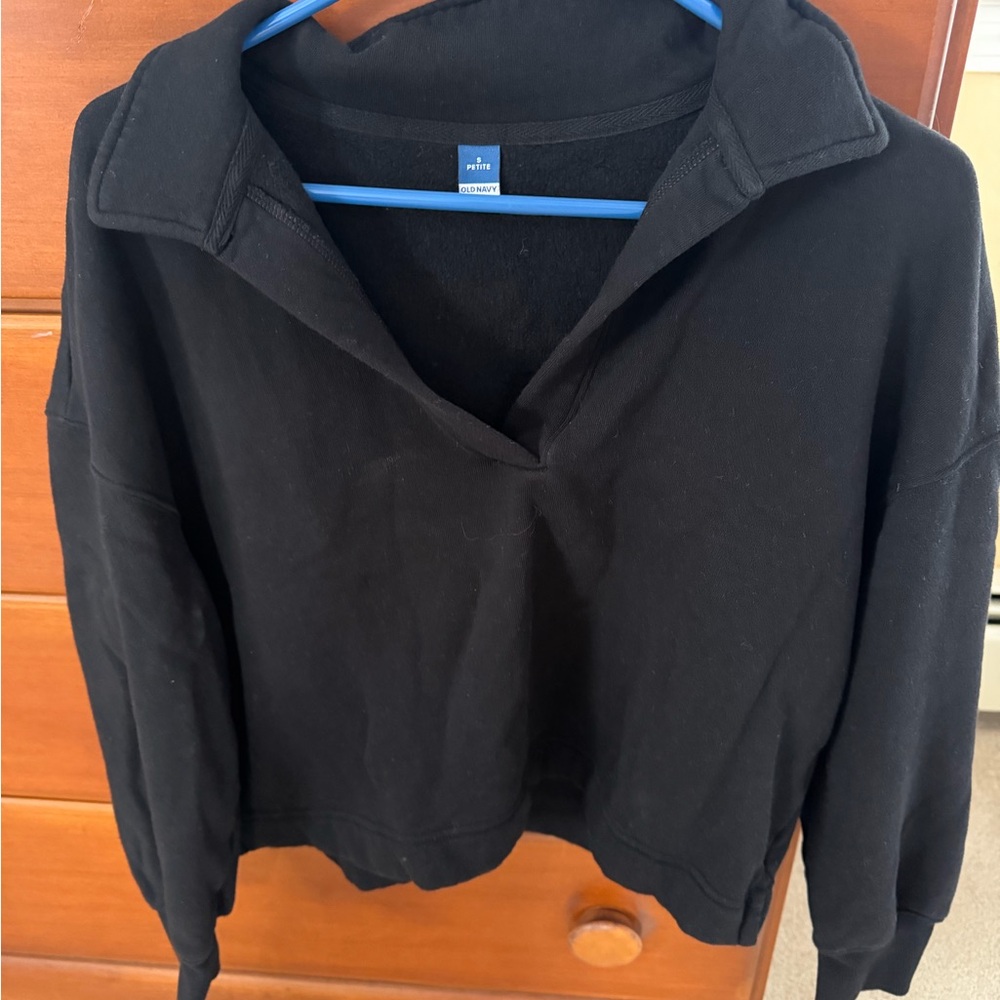 Old Navy Black Women's Sweatshirt with Collar